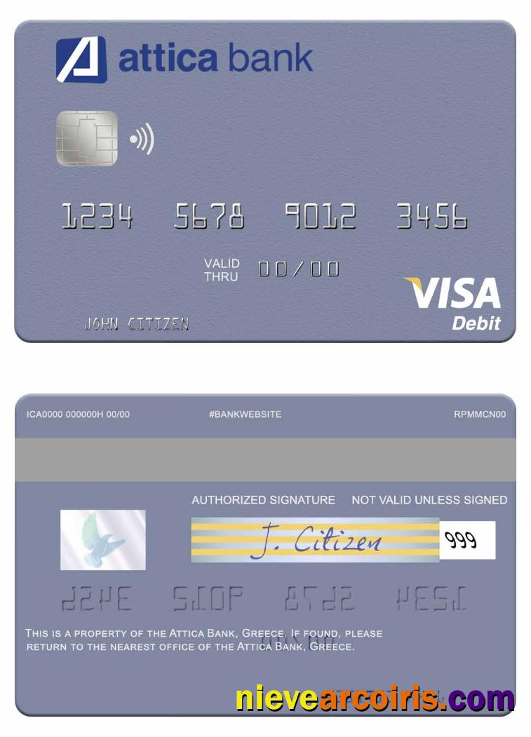 Greece Attica Bank visa debit card